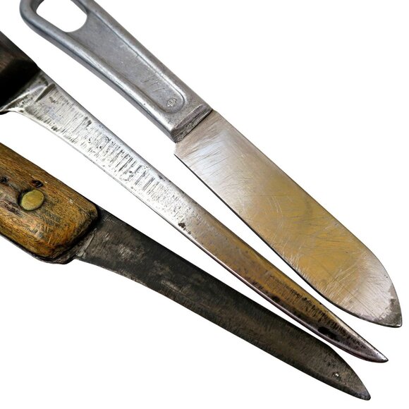 Vintage Utility Knife Trio – Dexter 1376, U.S. Mess Kit, Handmade Full Tang - Picture 6 of 6